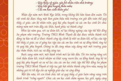 THƯ CHÚC MỪNG NĂM MỚI CỦA HIỆU TRƯỞNG TRƯỜNG THCS MINH THẠNH